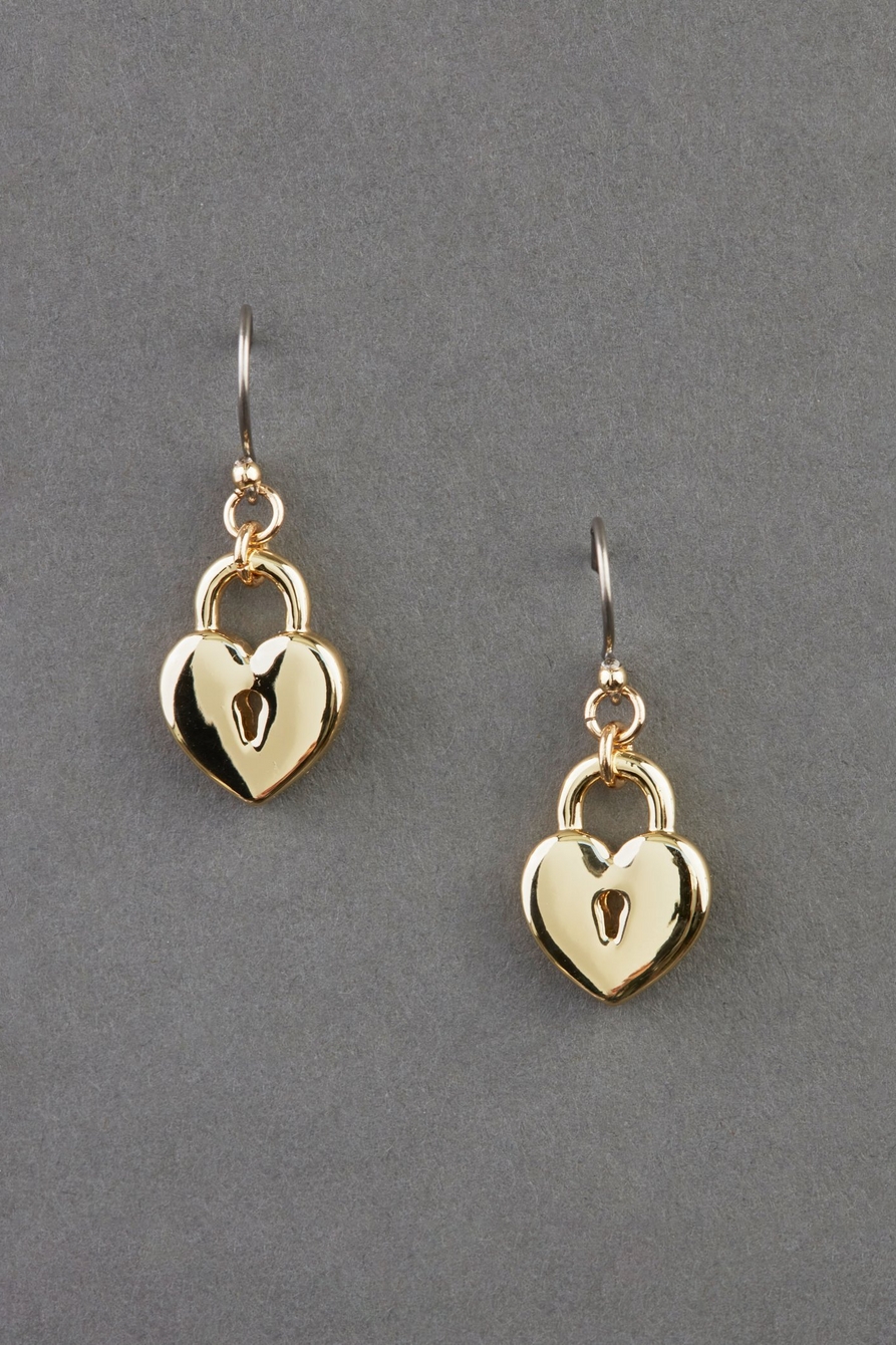 heart lock drop earring